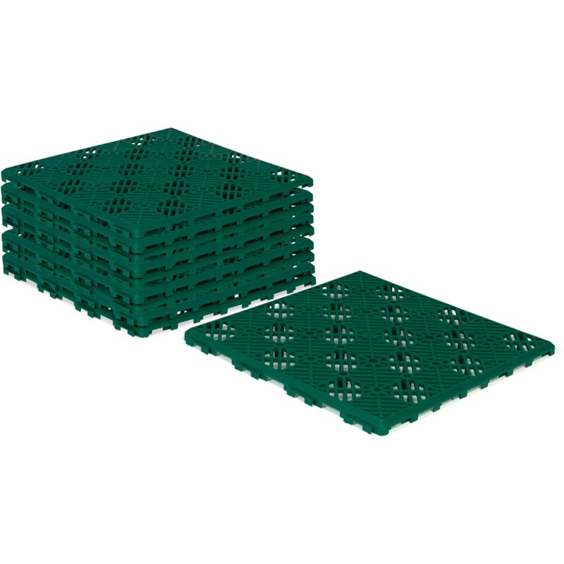 Lot de 10 dalles caillebotis de jardin vert 29.5x29.5 cm