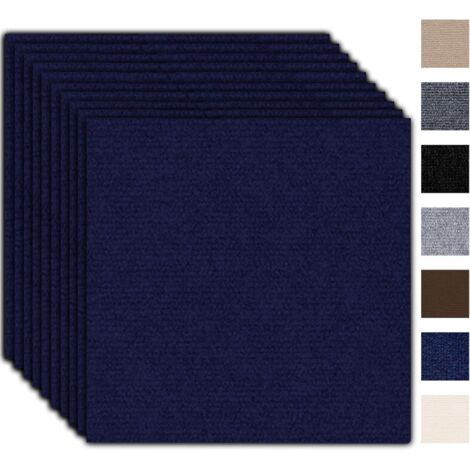 Lot de 10 Dalles De Moquette 30x30cm, Tapis Sol Autocollant Bouclé Polyester Pour Bureau Et Maison