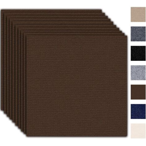 Lot de 10 Dalles De Moquette Autocollantes 50x50cm, Revêtement Sol Résistant Polyester Pour Bureau Et Appartement