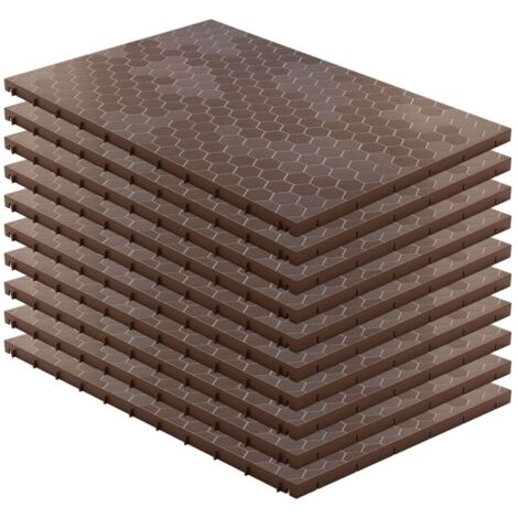 Lot de 10 Dalles de sol Clipsables Marron Taupe 116x76x3cm Polypropylène Revêtement de Sol Modulable 7.69m2 INTEC