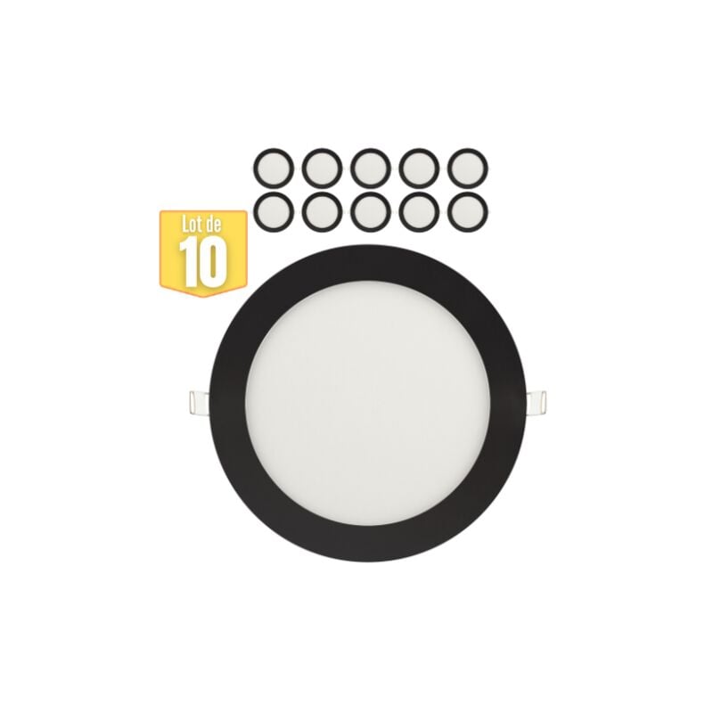 Horoz Electric - Lot de 10 Dalles led dimmables 18W 2700K 1170lm Noir IP20