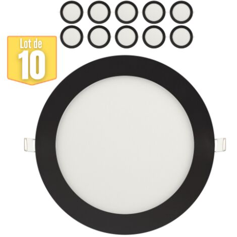 Lot de 10 Dalles LED dimmables 18W 2700K 1170lm Noir IP20