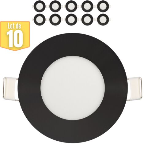 Lot de 10 Dalles LED dimmables 3W 6400K 110lm Noir IP20