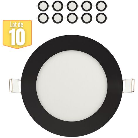 Lot de 10 Dalles LED dimmables 6W 4200K 270lm Noir IP20