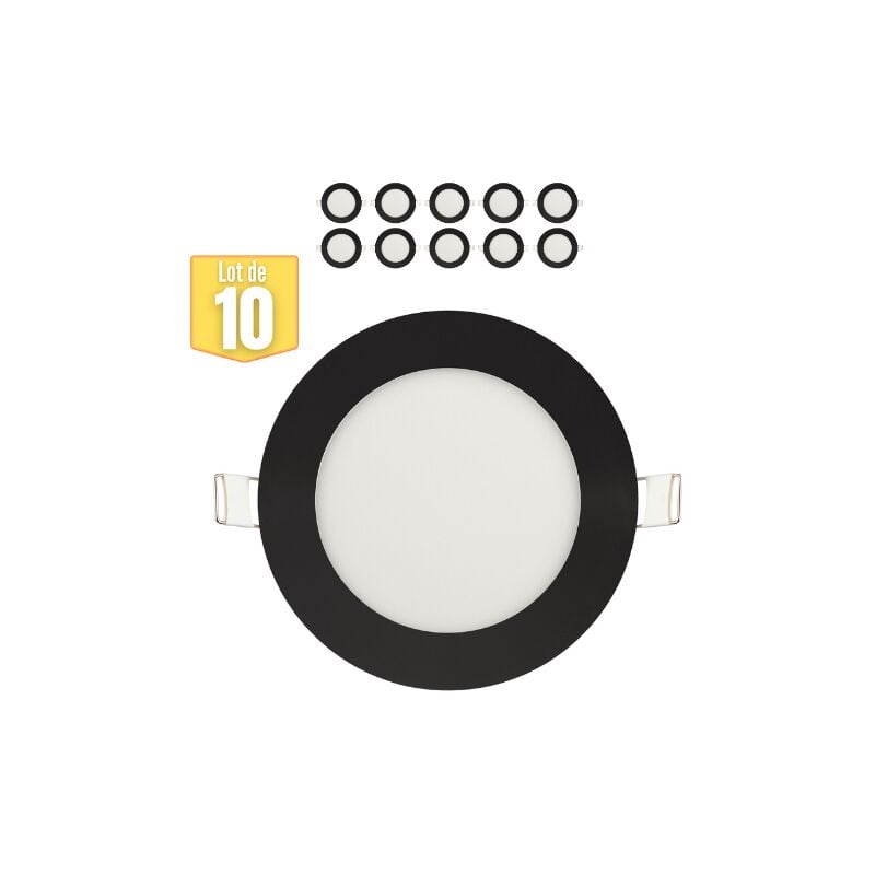 Horoz Electric - Lot de 10 Dalles led dimmables 6W 6400K 270lm Noir IP20