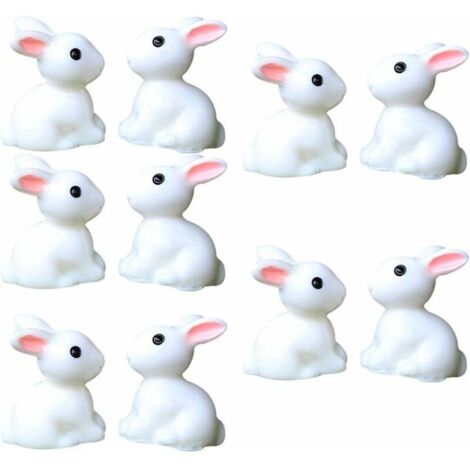 Lot de 10 décorations miniatures en forme de lapin pour pot de fleurs