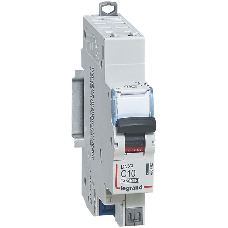 Lot de 10 Disjoncteurs Phase+Neutre DNX³4500 6kA arrivée et sortie borne auto - 1P+N 230V 10A courbe c -406782