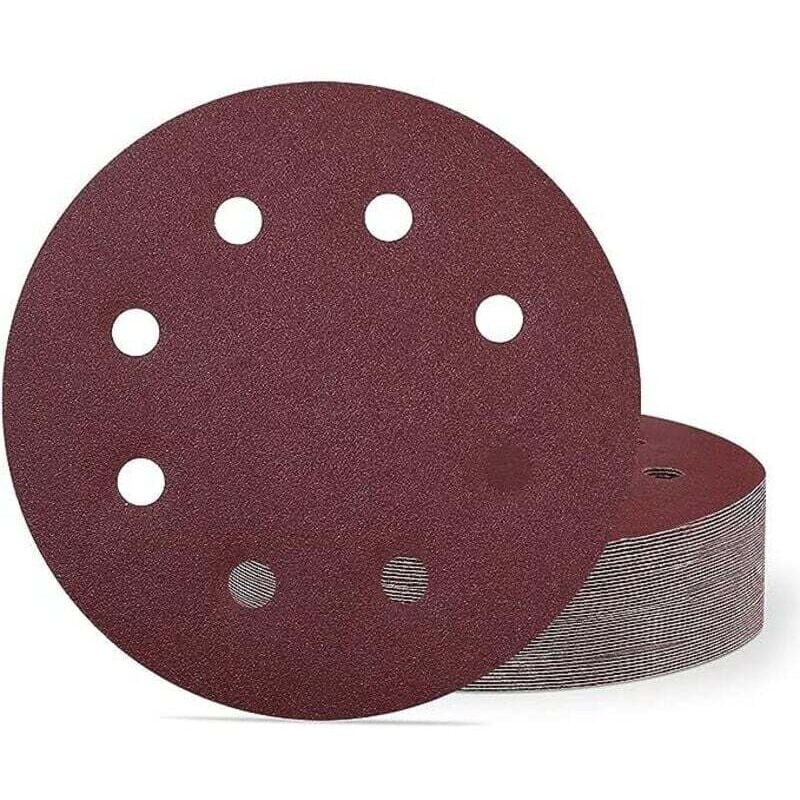 Image of Lot de 10 Disques Abrasifs 180 mm Grain 120 Papier Abrasif 8 Trous pour Ponceuse Murale et Plafond