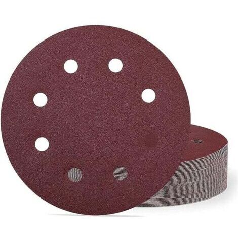 Lot de 10 Disques Abrasifs 180 mm Grain 120 Papier Abrasif 8 Trous pour Ponceuse Murale et Plafond