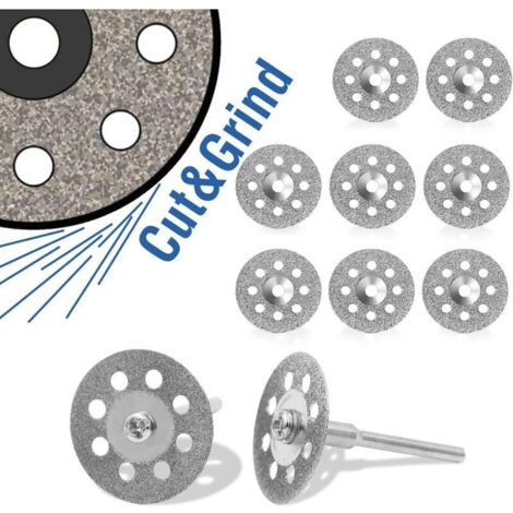 Lot de 10 disques de coupe diamantés revêtus pour outils rotatifs avec mandrin de 22 mm pour Dremel