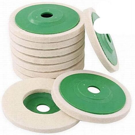 LAFOMUKEA Lot de 10 disques de polissage en laine beige pour meuleuse d'angle, disque de polissage en feutre - Vert