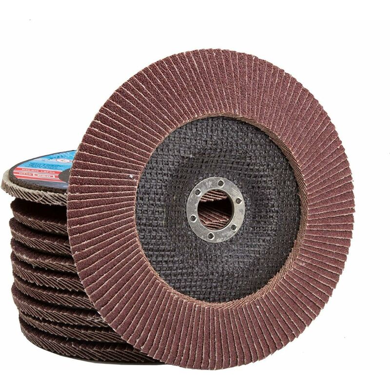 Lot de 10 disques à lamelles ø 125 mm Grain Marron Disque abrasif pour meuleuse d'angle