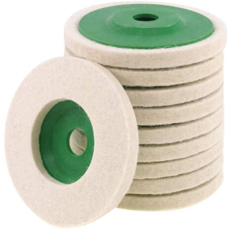 Lot de 10 disques ronds en feutre de laine de 100 mm pour métal, aluminium, acier inoxydable chromé