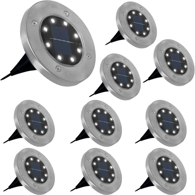 Idmarket - Lot de 10 disques solaires à led spots de jardin à planter
