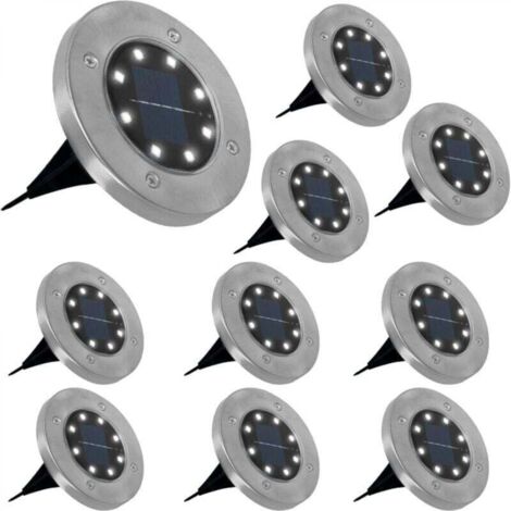 Lot de 10 disques solaires à LED spots de jardin à planter