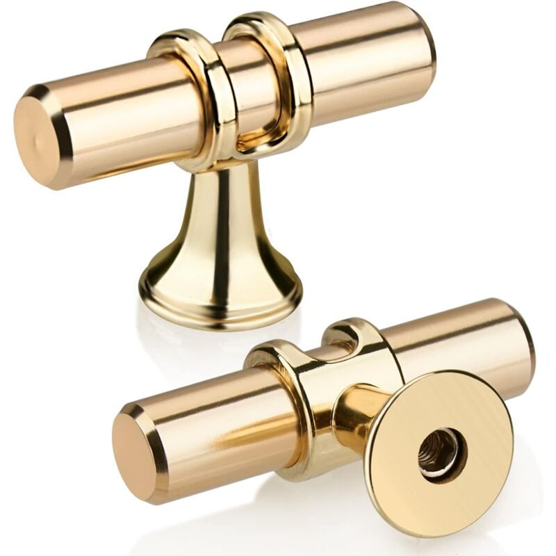 Lot de 10 128mm Doré t Bouton Tiroir, Moderne Élégant Or Poignée Meuble Cuisine Alliage de Zinc Unique Trou Poignée Porte Armoire pour Cuisine, Salle