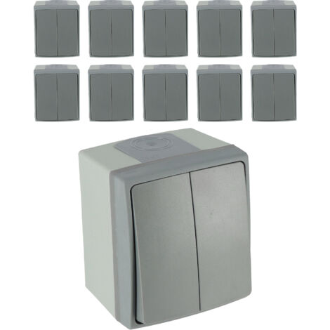 Lot de 10 doubles interrupteurs va et vient - IP55 - 250V