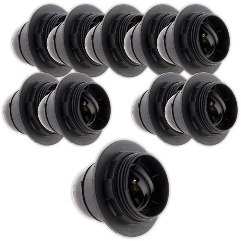 Lot de 10 douilles E27 + bague - noir Zenitech