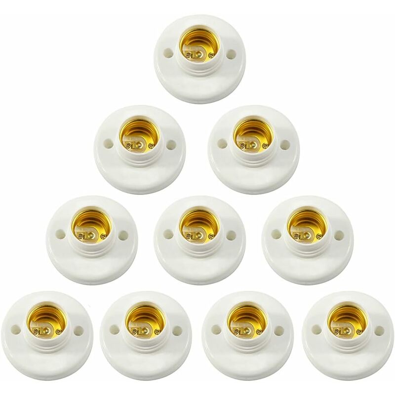 Lot de 10 douilles à vis en plastique pour culot de lampe E27 support mural pour culot d'ampoule led convertisseur adaptateur pour ampoule E27