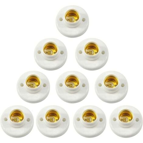 Lot de 10 douilles à vis en plastique pour culot E27, douille LED, support mural, adaptateur convertisseur E27, douille à vis ronde en plastique