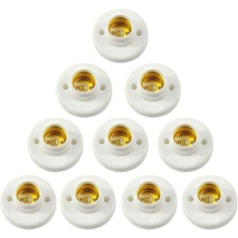 Lot de 10 douilles à vis en plastique pour culot E27, douille LED, support mural, adaptateur convertisseur E27, douille à vis ronde en plastique