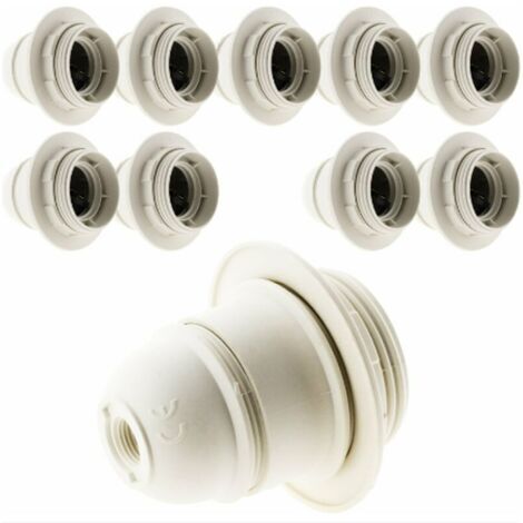 Lot de 10 douilles E27 Thermoplastique simple bague Blanc