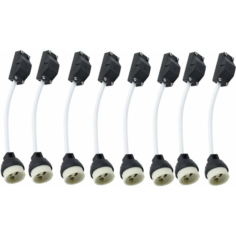 Lot de 10 douilles en céramique GU10 avec connecteur de câble 2 a 250 v GU10 douille adaptateur de base avec câble isolé pour lampe led GU10 cfls