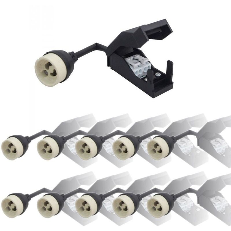Arum Lighting – Lot de 10 douilles GU10 céramique automatique 230V – Système sans vis – Pour câbles jusqu'à 1.5² – IP20 – Noir Arum Lighting – Lot de 10 douilles GU10 céramique automatique 230V – Système sans vis – Pour câbles jusqu'à 1.5² – IP20 – Noir