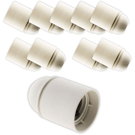 Lot de 10 douilles lisses sans bague E27 - blanc - Zenitech