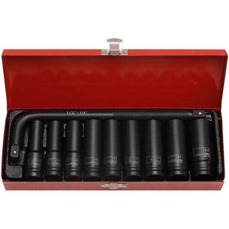 Lot de 10 douilles métriques 10-24 mm pour clé à percussion, protection de roue d'entraînement 1/2" avec manchons en plastique, acier au chrome vanadium (hexagonal)