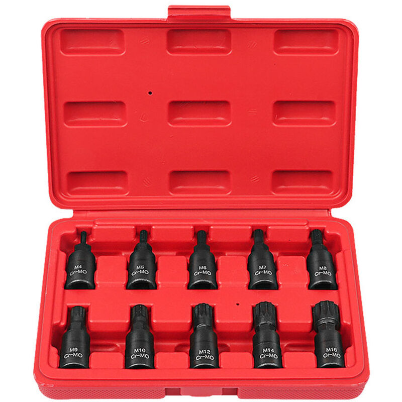 Lifcausal - Lot de 10 douilles universelles carrées 3/8' M4-M16 en acier au chrome-molybdène