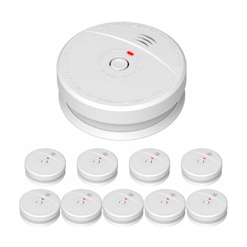 Evacuate - Lot de 10 détecteurs de fumée nf autonomie 5 ans