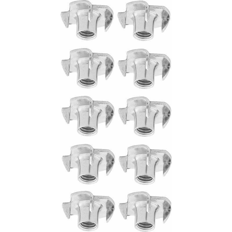 Lot de 10 écrous à griffe M8 en acier Fixation pour meubles bois Résistance accrue pour lits, tables, chaises, armoires, étagères
