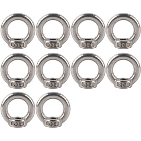Lot de 10 écrous à œillet de levage en acier inoxydable, forme annulaire, pour machines forestières M8