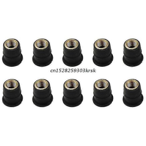 Lot de 10 écrous à sertir en caoutchouc durable M4 M5 M6 pour fixation de pare-brise de motos et de carénages - M6