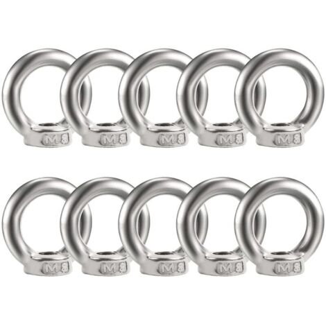 Lot de 10 écrous annulaires M8 en acier inoxydable 304 fileté Écrous à œillets pour le levage des accessoires