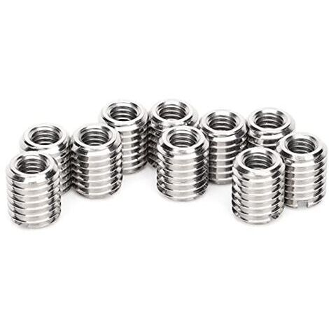 Lot de 10 écrous d'insertion M6/M10 en acier inoxydable 303 – Filetage femelle M6 x 1.0 – Filetage mâle M10 x 1.5 – Longueur 12 mm - M10x1