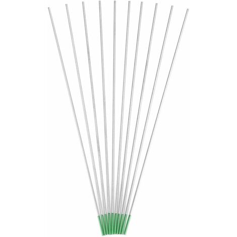 Lot de 10 électrodes de tungstène pur WP pointe verte 1,0/1,6/2,0/2,4/3,2 mm 250-400 A pour soudure TIG AC (1,6 mm x 175 mm)