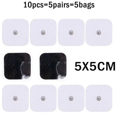 Lot de 10 électrodes TENS réutilisables en gel avec prise de 3,5 mm pour appareil de massage électrique, acupuncture, stimulation nerveuse et musculaire par impulsions EMS 05803-AquaForge