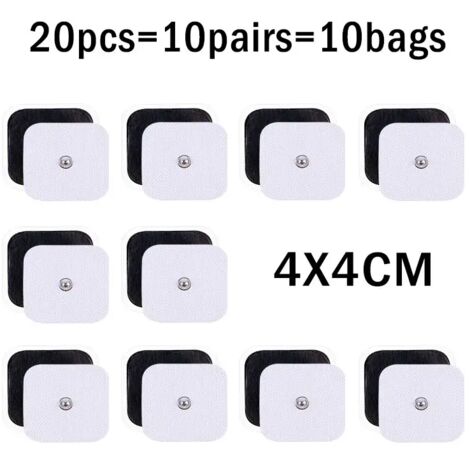 Lot de 10 électrodes TENS réutilisables en gel avec prise de 3,5 mm pour appareil de massage électrique, acupuncture, stimulation nerveuse et musculaire par impulsions EMS 05904-AquaForge
