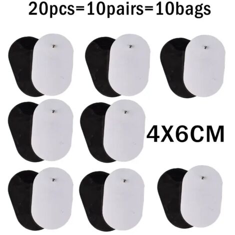 Lot de 10 électrodes TENS réutilisables en gel avec prise de 3,5 mm pour appareil de massage électrique, acupuncture, stimulation nerveuse et musculaire par impulsions EMS 05905-AquaForge