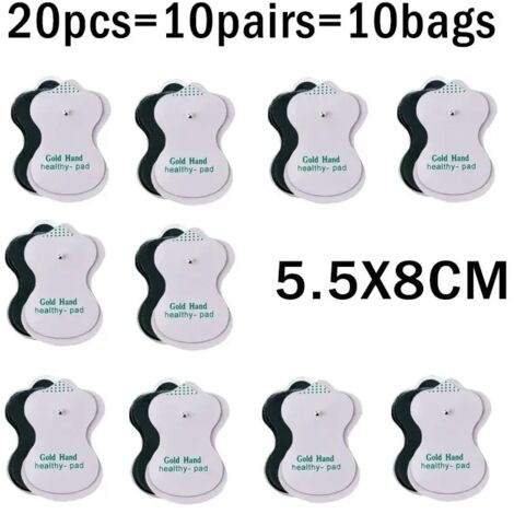 Lot de 10 électrodes TENS réutilisables en gel avec prise de 3,5 mm pour appareil de massage électrique, acupuncture, stimulation nerveuse et musculaire par impulsions EMS 05909-AquaForge