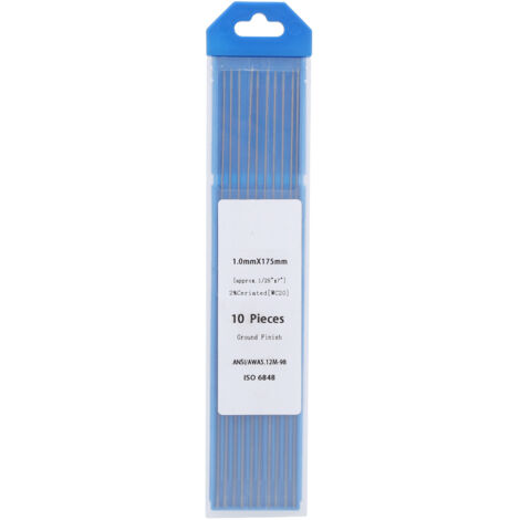 Lot de 10 électrodes TIG en tungstène WC20 (aiguilles) pour soudage à l'arc sous argon, 1,0 x 175 mm