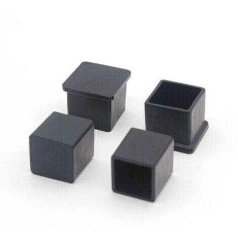 Lot de 10 Embouts de Pieds de Chaise carrés en Caoutchouc antidérapant pour protéger Le Sol des Meubles et des Tables 20 x20 mm. Noir