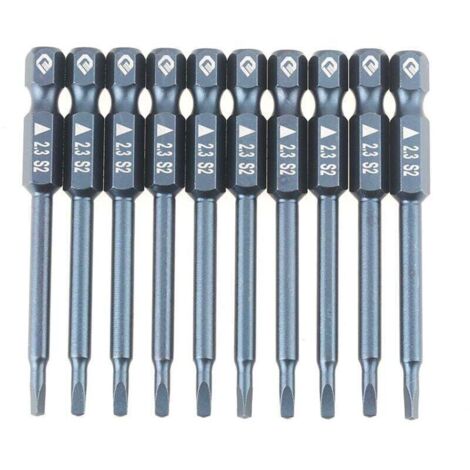 Lot de 10 embouts de tournevis à tête triangulaire en acier allié S2, tige de 65 mm, H6,3 x 65 mm x 2,3 mm