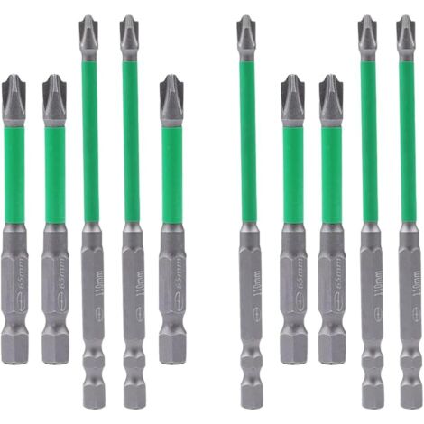 Lot de 10 embouts de tournevis cruciformes magn tiques FPH2