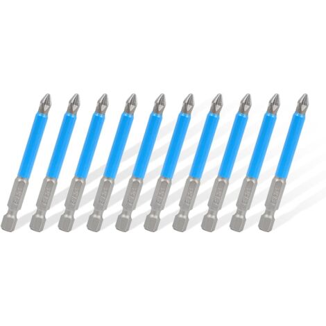 Lot de 10 embouts de tournevis magnétiques de 70 mm, embouts de tournevis PH2 Phillips, tige hexagonale de 6,35 mm, accessoires antidérapants pour outils électriques