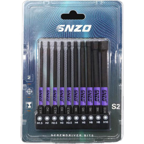 Lot de 10 embouts hexagonaux 100mm, en acier S2, magnétiques, 1/4" pour visseuse
