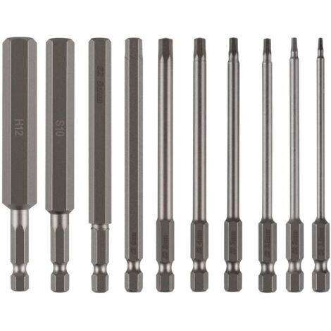 Lot de 10 embouts hexagonaux à douille large de 100 mm (1,5 à 12 mm) en acier S2, pour tournevis, foret de 6,35 mm (1/4").-AquaForge