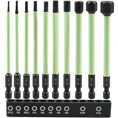 Lot de 10 Embouts Hexagonaux Longs 100 mm 1/4" S2 Idéal pour Visseuse Sans Fil H1,5 à H12 Embouts Durables et Précis